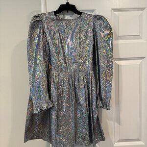 Batsheva Prairie holographic silver dress